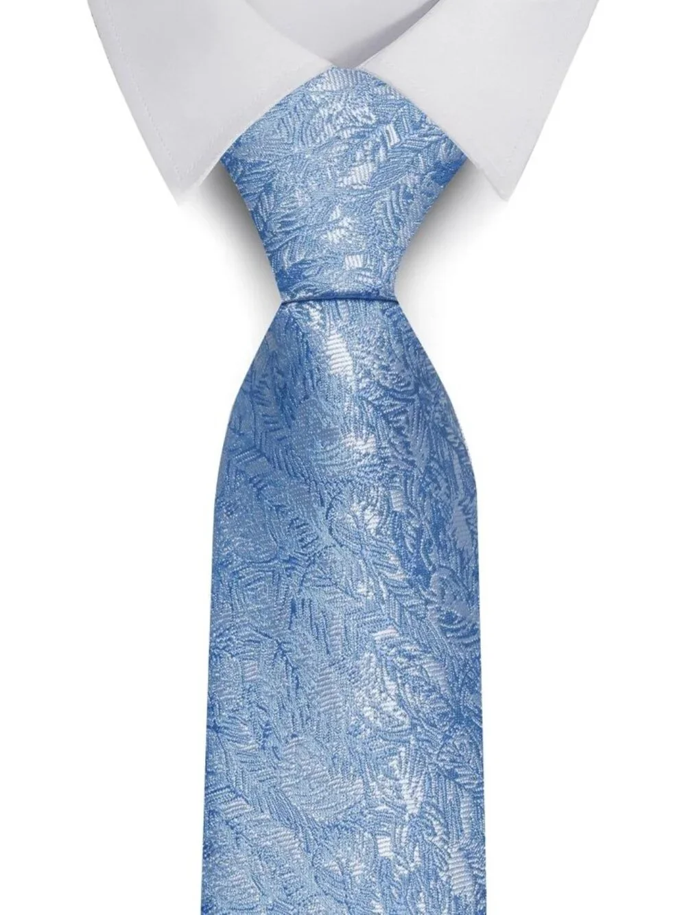 Men Sky Blue 100% Microfiber Paisley Jacquard Flower Formal Necktie For Business